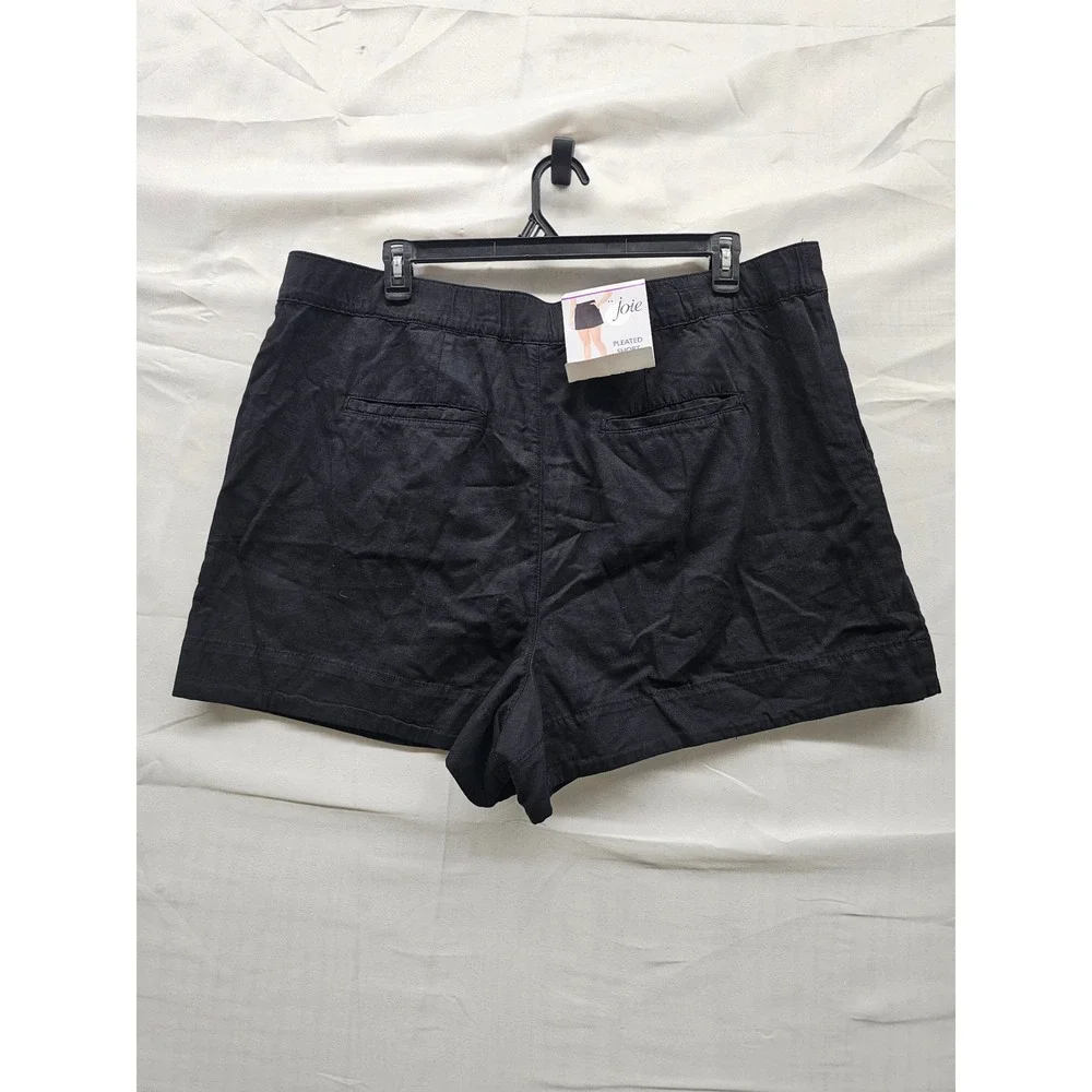 Joie Womens Pleated Shorts Black Linen Blend Casual Size XXL